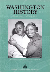 The cover of the 2004-2005 Washington History magazine featured Spottswood Bolling and his mother Sara celebrating on the day of the Bolling v. Sharpe decision, May 17, 1954.