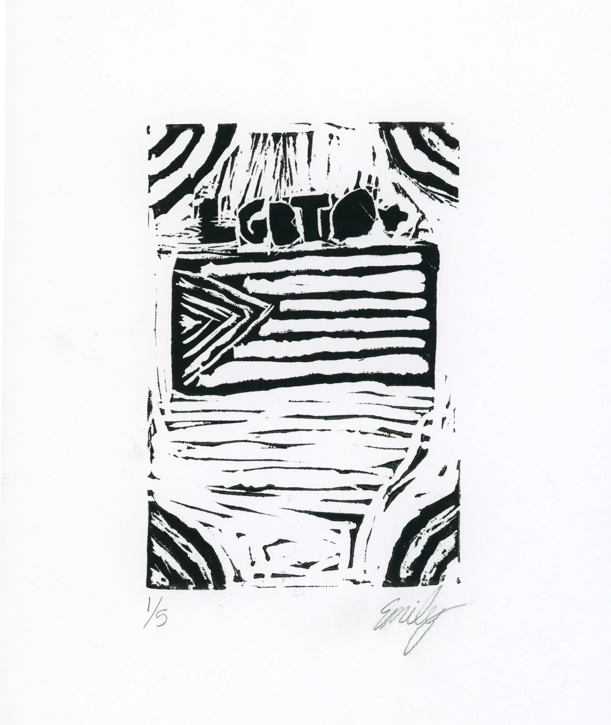 Block print by Emily Burnett – 6th grade