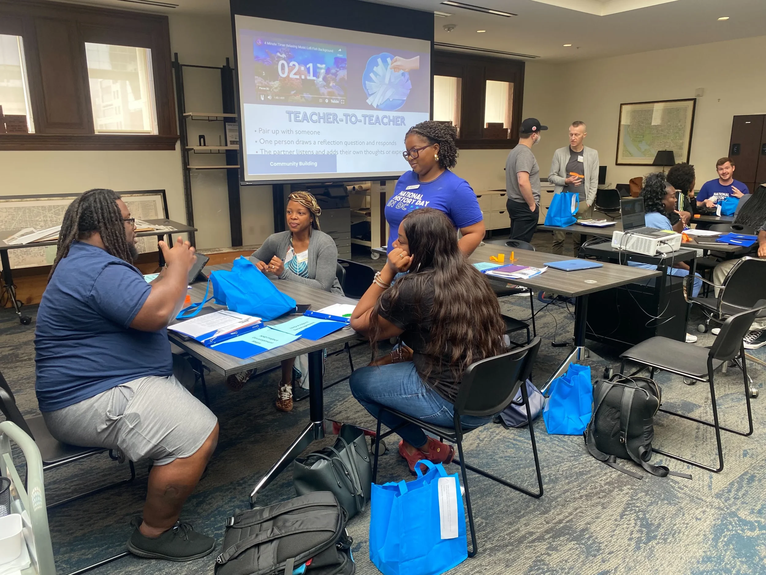 Teachers participate in a workshop