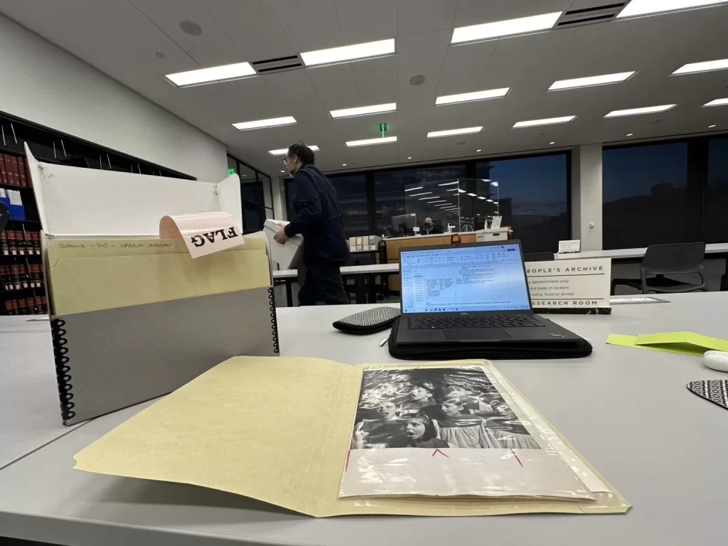 Researching at the People’s Archive in the MLK Library. Photo by Mariana Barros-Titus.