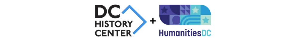 The DC History Center logo and HumanitiesDC logo appear side by side connected by a plus symbol.