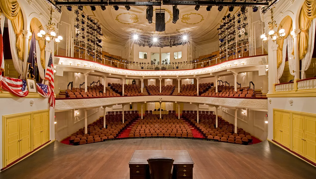 Interior of Ford's Theatre as viewed from the stage.